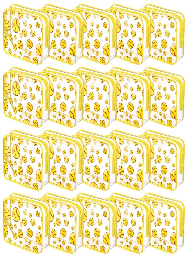 Kacctyen 20 Packs Softball Gifts Makeup Bag Accessories Sport Clear Theme Cosmetic Bag 8 x 6 x 2.4'' Waterproof Travel Pouch PVC Organizer Purse Portable Toiletry Storage Case for Women - Image 1