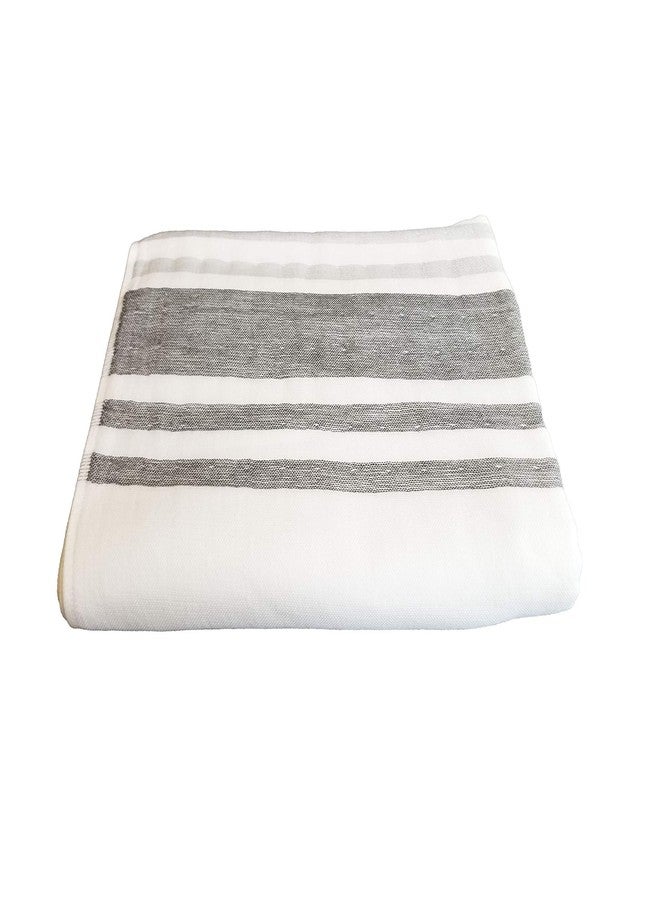 IPPINKA Senshu Japanese Towel, Ultra Soft, Quick-Drying, Two-Tone End Stripes, Grey (Bath Towel) - Image 1