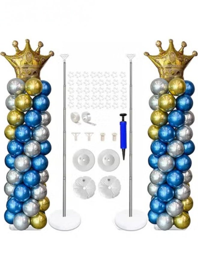 MIXDE 2PCS Balloon Column Stand Kit Set,Ajustable Balloon Column Kits and 152 Pcs Balloons,Adjustable Metal Balloon Tower,Party Decoration,Balloon Centerpiece for Table and Balloon Column Stand for Floor - Image 2
