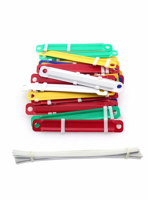 Clamping Strip, Color Binding Clips, Double Hole Simple Binder, Two-hole Document, Binderdurable Filing Strip Fastener, Colored Filing Clip, Plastic Fasteners Filing Clips for Paper Files, 45 Pcs