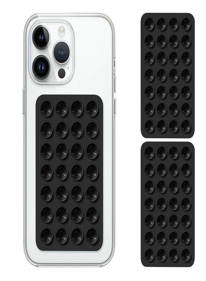 iyanzi 2 Pack Silicone Double-Sided Suction Phone Case Detachable Mount for iPhone and Android Cellphones, Strong Adhesion Holder Hands Free for Selfies and Videos - Black - Image 1