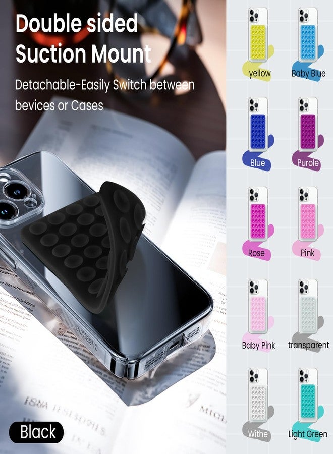 iyanzi 2 Pack Silicone Double-Sided Suction Phone Case Detachable Mount for iPhone and Android Cellphones, Strong Adhesion Holder Hands Free for Selfies and Videos - Black - Image 5