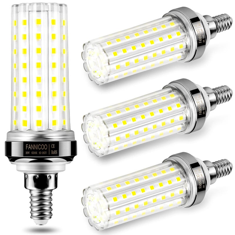 FanNicoo E12 LED Bulbs20W LED Corn Light Bulb 150W Equivalent 2500 Lumen 6500K Cool Daylight White Nondimmable LED Candelabra Bulbs Pack of 4 - Image 2