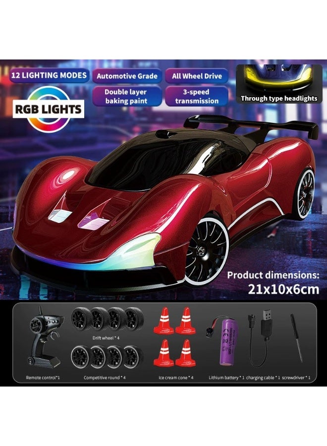 1:20 Scale RC Drift Car 4WD 2.4GHz 15KM/H High Speed Racing Sport Toy Car with LED Lights, Racing and Drift Wheels - Image 4