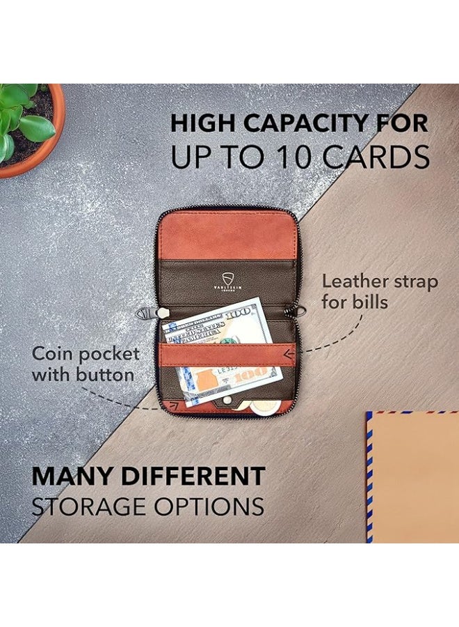 Vaultskin Notting Hill zip wallet with RFID protection (Brown) - Image 3
