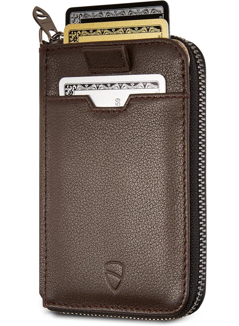 Vaultskin Notting Hill zip wallet with RFID protection (Brown) - Image 1
