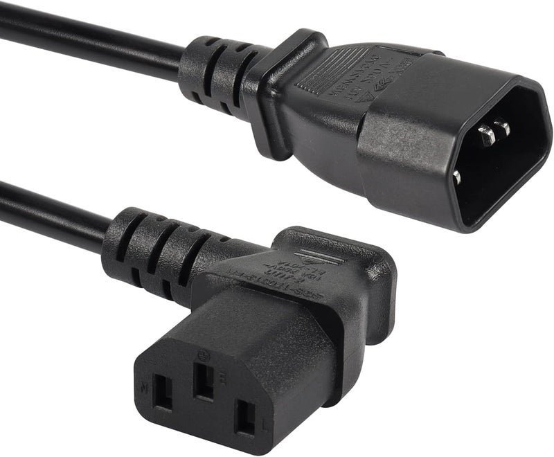 CERRXIAN 40cm Right Angle IEC 320 C13 to C14 Power Cable 90 Degree C14 Male to C13 Female PDU Power Supply Extension Cord for MonitorsComputersEtcRc13c14 - Image 2