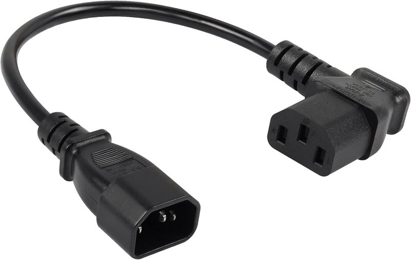 CERRXIAN 40cm Right Angle IEC 320 C13 to C14 Power Cable 90 Degree C14 Male to C13 Female PDU Power Supply Extension Cord for MonitorsComputersEtcRc13c14 - Image 1