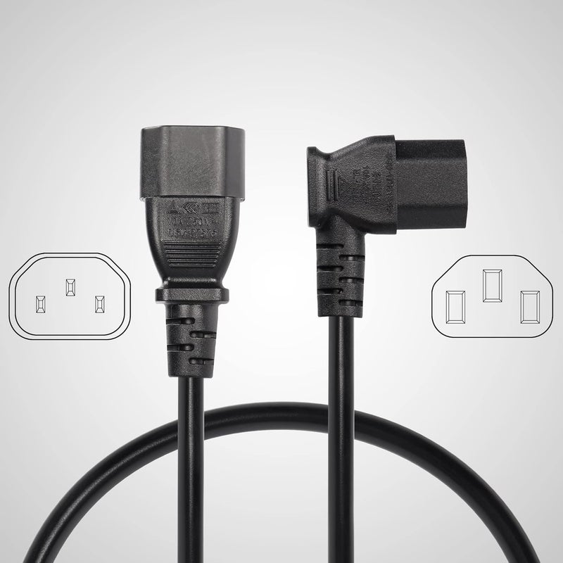 CERRXIAN 40cm Right Angle IEC 320 C13 to C14 Power Cable 90 Degree C14 Male to C13 Female PDU Power Supply Extension Cord for MonitorsComputersEtcRc13c14 - Image 4