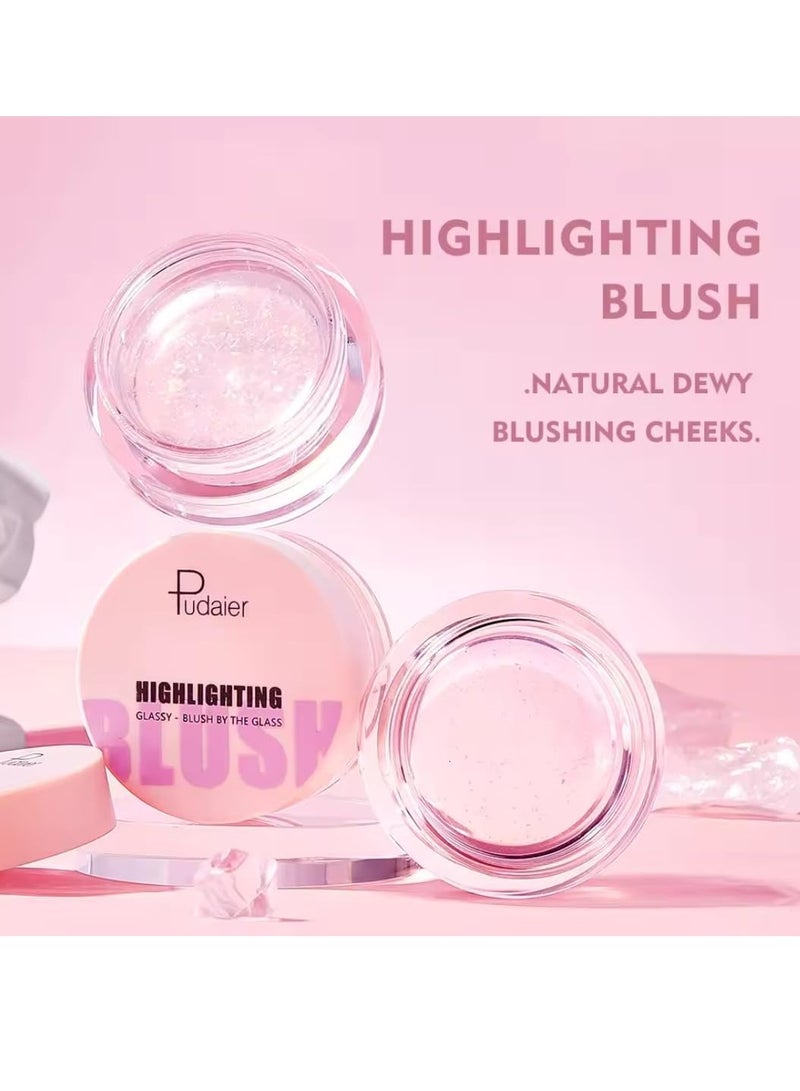 pudaier Glitter Highlighting Blush for Cheek Moisturizing Blush and Lips Balm Color Changing Blush Multi use Cream Liquid Waterproof Gel for Cheeks and Lips Glossy Shiny Finish Makeup Blush 02 - Image 3