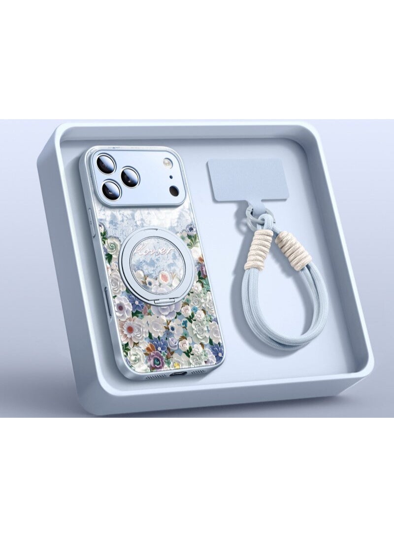 olayks iPhone 17 Pro Max Case Cover, Mobile Accessories, With MagSafe, Strong Magnet,Tempered Glass, With 360 Degree Rotating Magnetic Bracket And Woven Lanyard, Shockproof Wear-Resistant, For Women Men(Blue) - Image 2