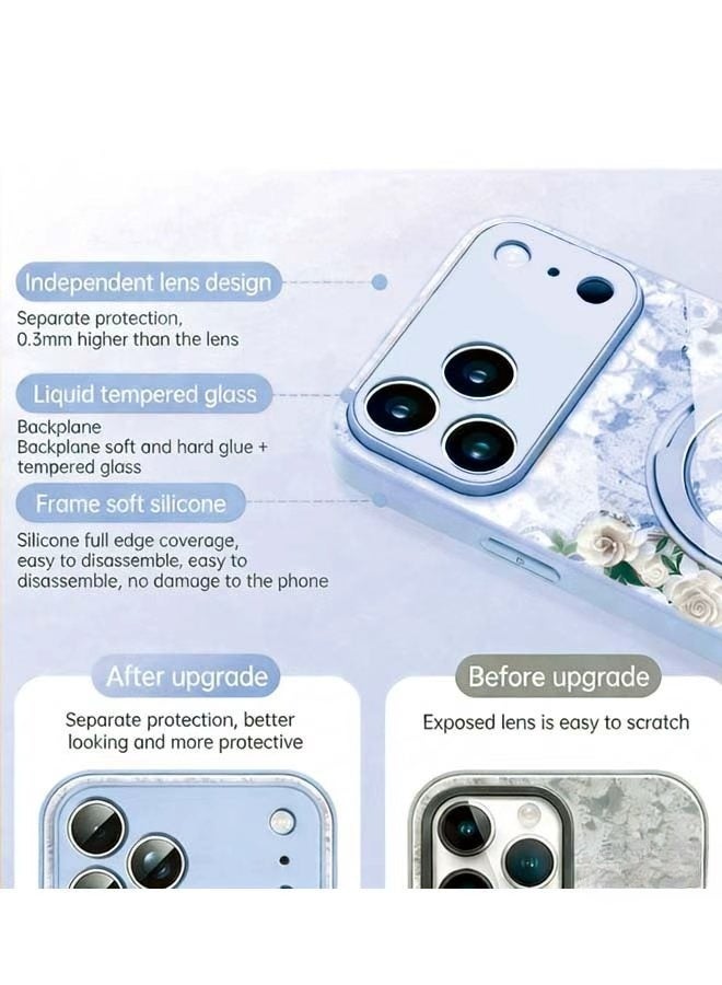olayks iPhone 17 Pro Max Case Cover, Mobile Accessories, With MagSafe, Strong Magnet,Tempered Glass, With 360 Degree Rotating Magnetic Bracket And Woven Lanyard, Shockproof Wear-Resistant, For Women Men(Blue) - Image 3