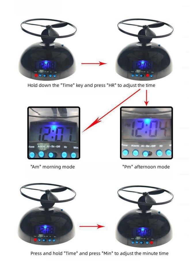 WAOKN - Digital Alarm Clock, Run Away Flying Electronic Alarm Clock, Support Screen Backlight, Flying Toy Style, for Decorate Your Bedroom, Office, Propeller Alarm Clock Creative Home Alarm Clock - Image 1