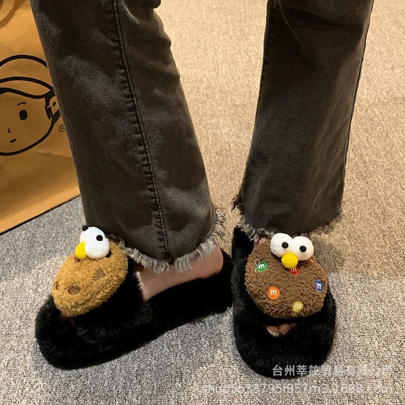 Original Cute Big Cookies Maomao Slippers Women'S Anti-Slip Mesh Infrared Wear Home Indoor Non-Slip Cotton Slippers - Image 4