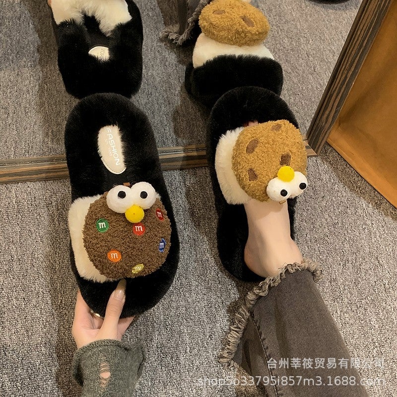 Original Cute Big Cookies Maomao Slippers Women'S Anti-Slip Mesh Infrared Wear Home Indoor Non-Slip Cotton Slippers - Image 5