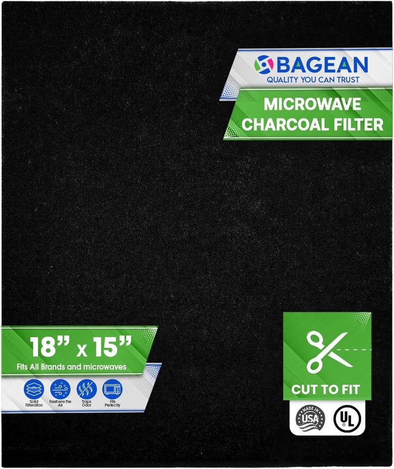 Bagean Cut-to-Fit Microwave Filter Replacement - 18” x 15” Activated Carbon Filter Fits Samsung GE LG Frigidaire Whirlpool and More - Charcoal Oven Vent Filters Removes Odors and Freshen Air (1 Pack) - Image 1