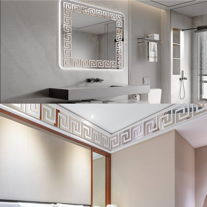 50PCS SILVER WALL STICKERS BATHROOM DECOR FOR MIRROR FRAME PEEL AND STICK DIY HOME DECOR REMOVABLE WALLPAPER ADORNOS PARA LA SALA ELEGANTES