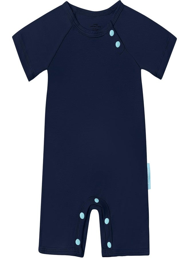 PurComfy SuperSoft Short Sleeve Baby Romper, Unisex Bamboo Viscose One-piece Summer Pajamas, Boy Girl Footless Jumpsuit Snap Closure - Image 1