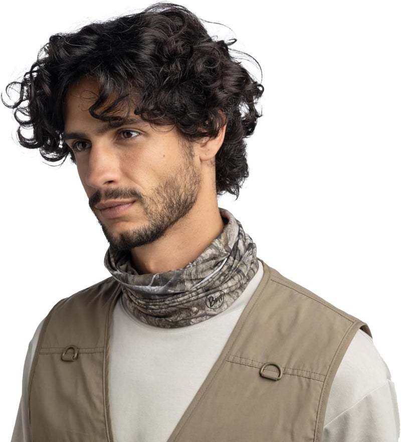 Buff Coolnet UV Multifunctional Scarf in Mossy Oak Country DNA - Forest Green - Image 5
