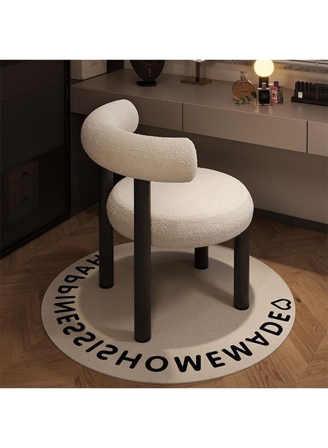 Monda Fabric-Covered Foam Chair, White Upholstered Lounge Chair, Lamb's Wool Lounge Chair with Soft Cushions and a Backrest, Compact Size, 37 × 34 × 80 Cm - Image 1