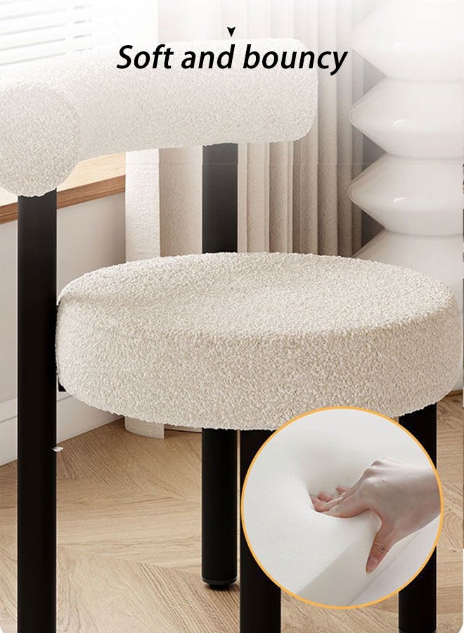 Monda Fabric-Covered Foam Chair, White Upholstered Lounge Chair, Lamb's Wool Lounge Chair with Soft Cushions and a Backrest, Compact Size, 37 × 34 × 80 Cm - Image 5