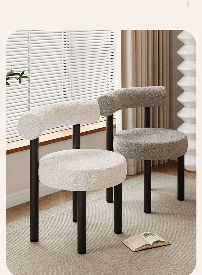 Monda Fabric-Covered Foam Chair, White Upholstered Lounge Chair, Lamb's Wool Lounge Chair with Soft Cushions and a Backrest, Compact Size, 37 × 34 × 80 Cm - Image 4