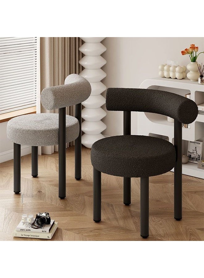 Monda Fabric-Covered Foam Chair, White Upholstered Lounge Chair, Lamb's Wool Lounge Chair with Soft Cushions and a Backrest, Compact Size, 37 × 34 × 80 Cm - Image 3