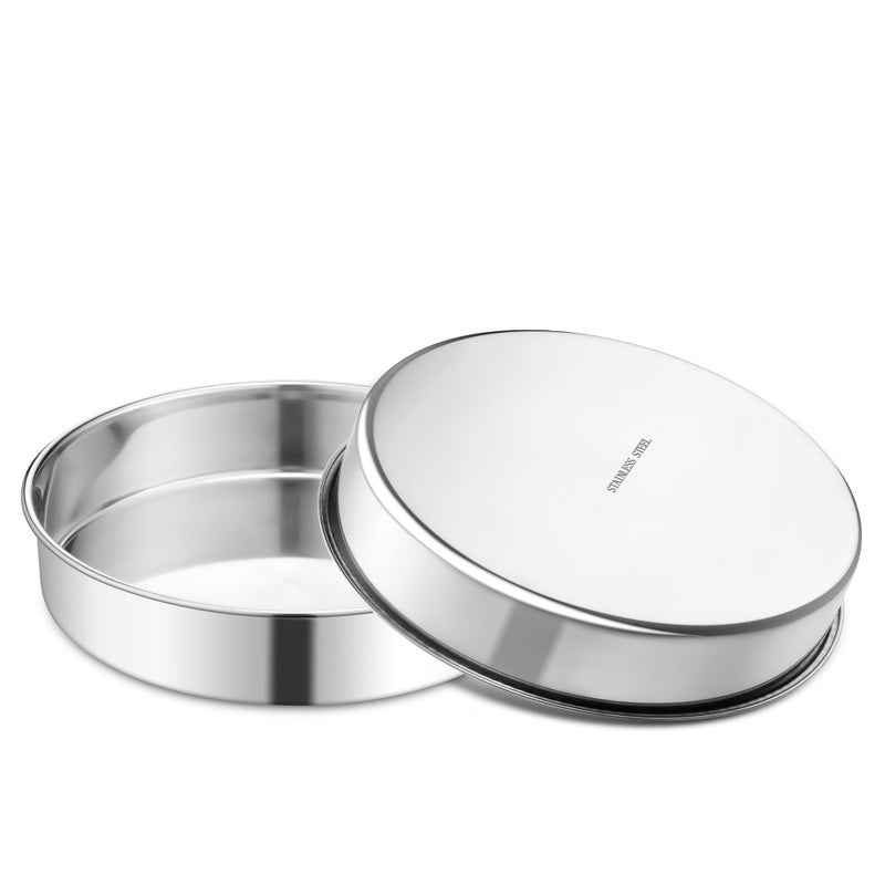 E-far Efar 7 Inch Cake Pan Set of 2 Stainless Steel Round Baking Pans Tins Mold NonToxic LeakProof for Birthday Wedding Layer Tiered Cake Easy Clean Dishwasher Safe - Image 2