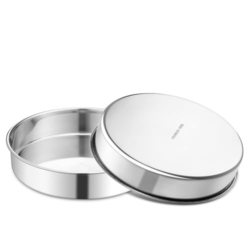 E-far Efar 7 Inch Cake Pan Set of 2 Stainless Steel Round Baking Pans Tins Mold NonToxic LeakProof for Birthday Wedding Layer Tiered Cake Easy Clean Dishwasher Safe - Image 1