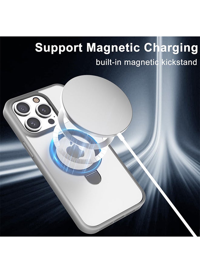 Depend Matte Finish Magnetic iPhone 15 Pro Max Case Invisible Kickstand Stand [Compatible With MagSafe][14 FT Drop Protection] Non-Yellowing Shockproof Protective Slim Case Cover - Natural Titanium - Image 4