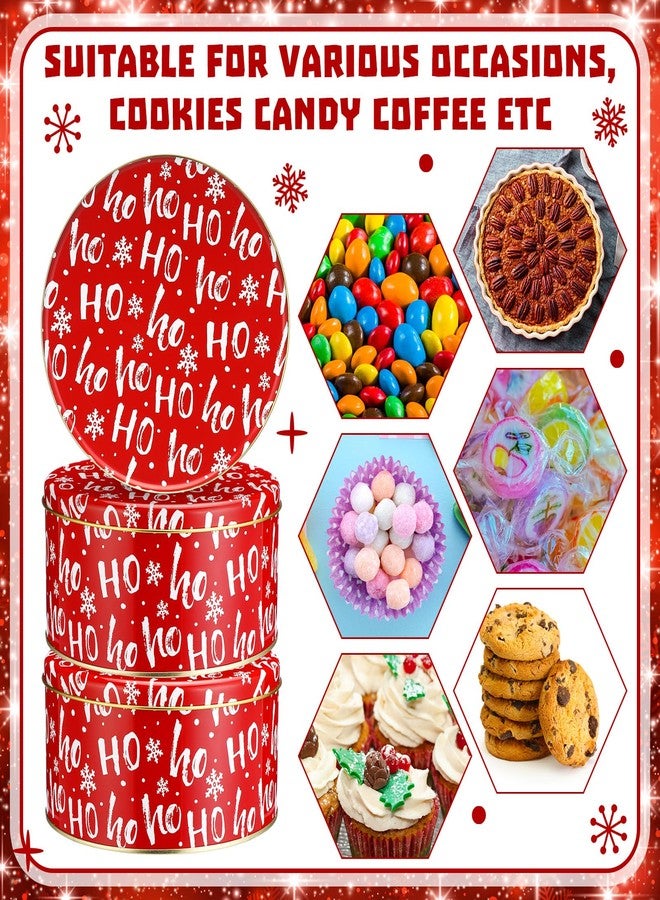 Suttmin 6 Pcs 6.6 Inch Christmas Cookie Tins with Lids Round Metal Red Snowflake Tin Containers for Gift Giving Decorative Storage Box for Holiday Baking Chocolate Snack Party Favors - Image 3