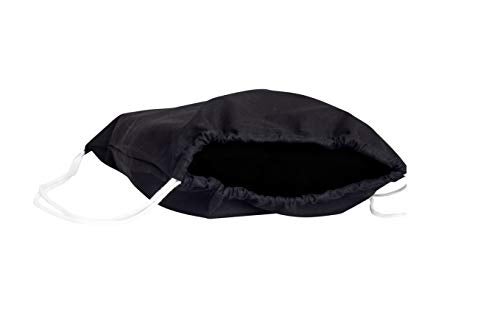 TBF Cotton Drawstring Backpack Gym Sack Canvas Cinch Sport Pack for Men, Women - Set of 12, Black - Image 2