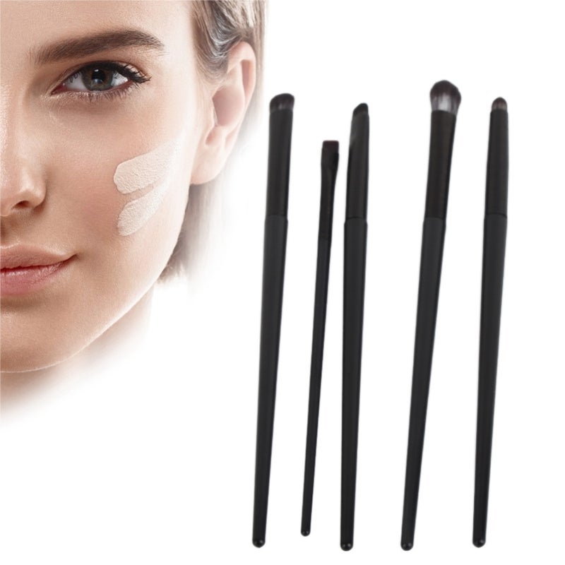 5pcs Eyeliner Smudge Makeup Brush Professional Soft Eye Cosmetic Angled Brush Kit for Home - Image 2