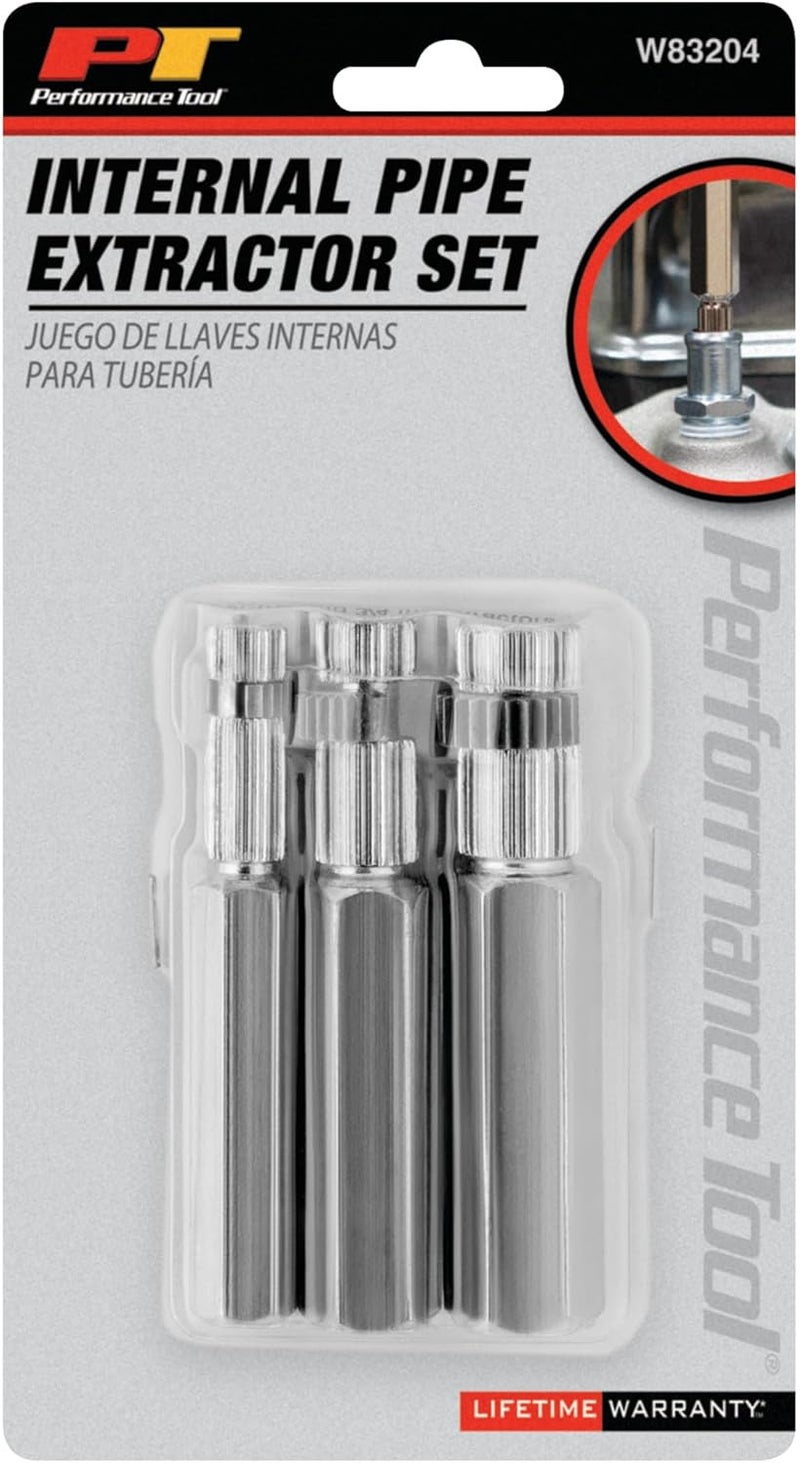 Performance Tool W83204 3 Piece Set, Hardened Steel Construction, Broken Pipe Extractor, Government-Compliant, 3/8-inch, ½-inch, and ¾-inch Pipe Capacities - Image 3