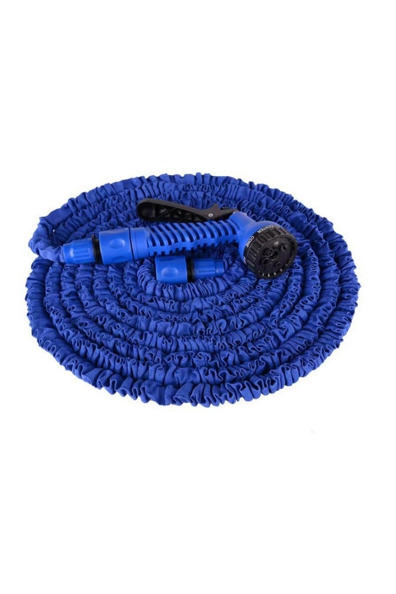 Generic Expandable Garden Hose Water Pipe With 8 Modes Spray Gun Blue 15m
