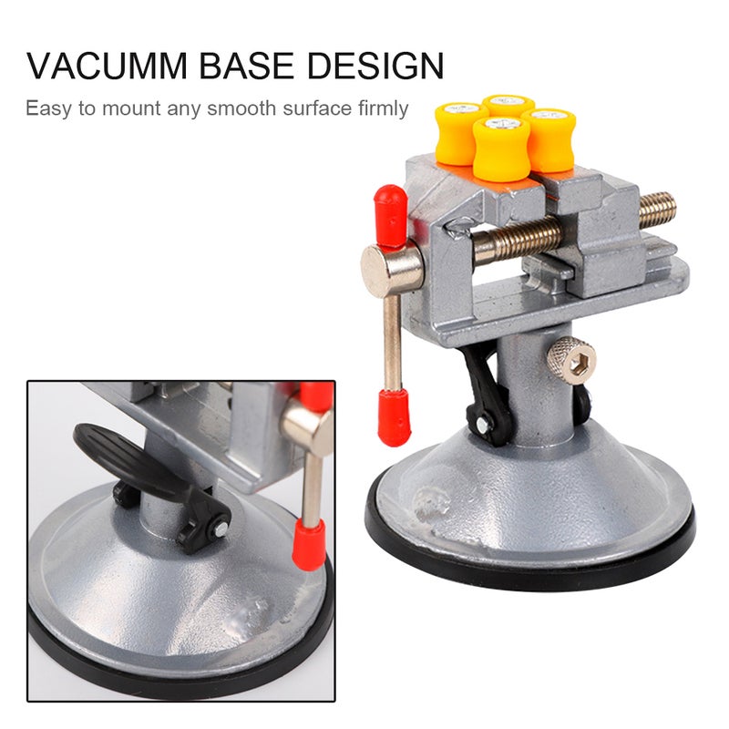 Mini Suction Vise Clamp Bench Clamp Universal Table Vise Vacuum Base 360 Degrees Swiveling for DIY Sculpture Craft Carving - Image 2