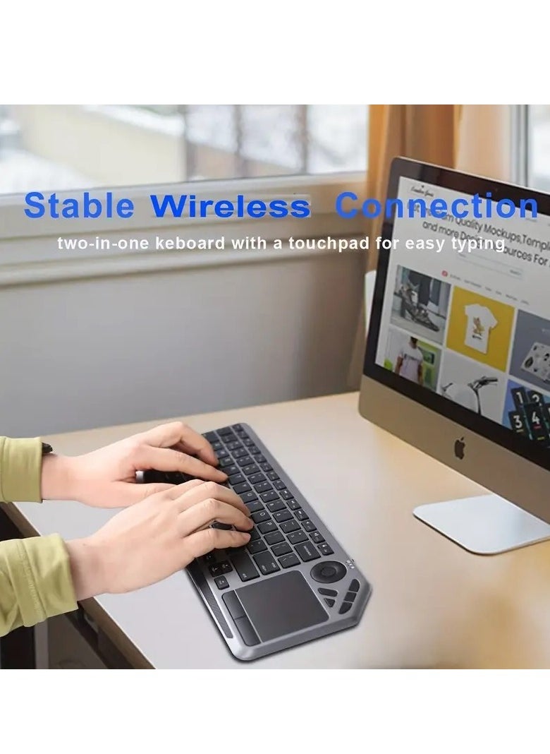 Ultimate Dual-Mode Wireless Keyboard: Arabic & English, 7-Color Backlight, Touchpad - Smart TV, Tablets, Computers