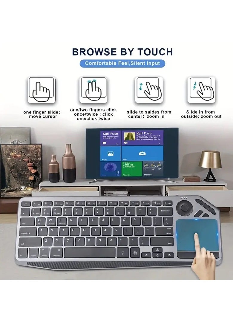 Ultimate Dual-Mode Wireless Keyboard: Arabic & English, 7-Color Backlight, Touchpad - Smart TV, Tablets, Computers