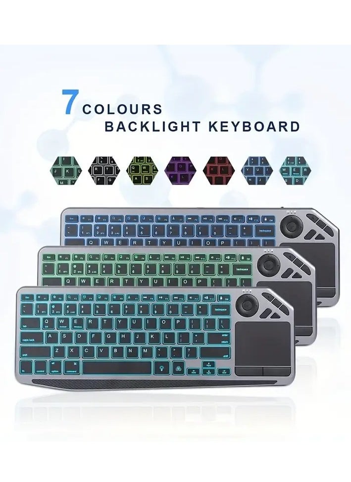 Ultimate Dual-Mode Wireless Keyboard: Arabic & English, 7-Color Backlight, Touchpad - Smart TV, Tablets, Computers