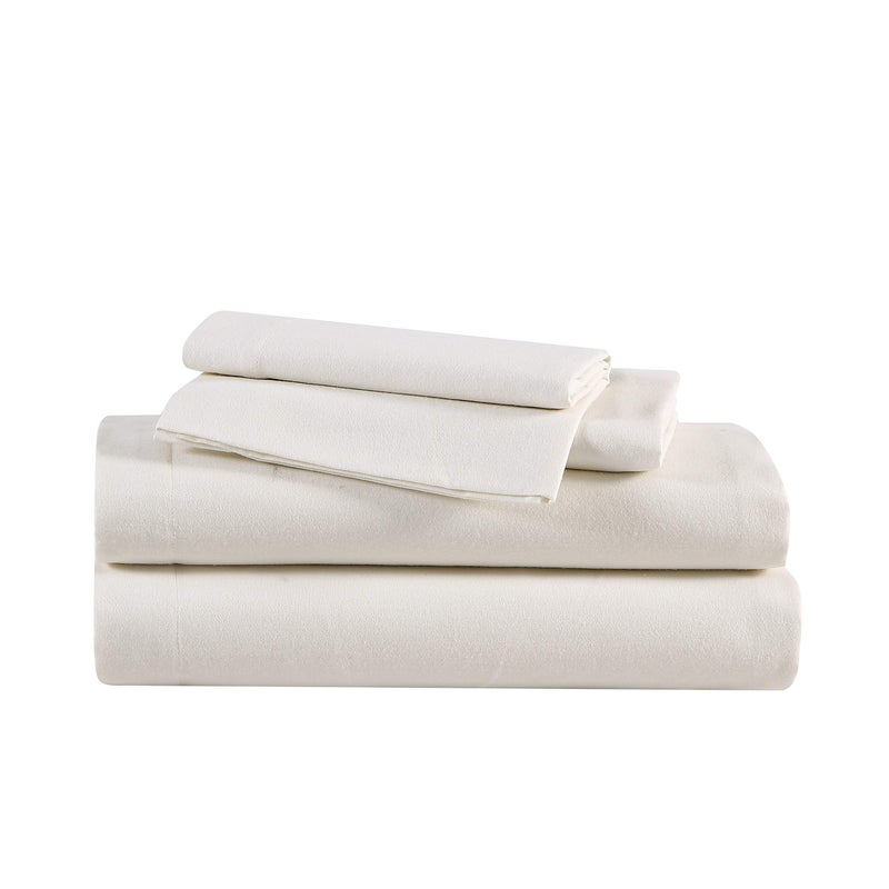Eddie Bauer Flannel Sheets Twin Size AntiPilling Wrinkle Resistant Cotton Touchably Soft for AllSeason Comfort Bed Sheets with Matching Pillowcase Fitted Sheet Solid Ivory
