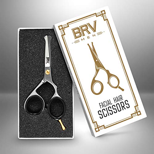 BRV MEN Rounded-Tip Small Trim Scissors for Men 4.2" | High Carbon Stainless Steel | Nose Hair for Men | Professional Grooming Scissors for Beard, Mustache & Ear Hair - RIGHT HANDED (Silver) - Image 2