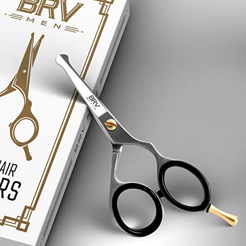 BRV MEN Rounded-Tip Small Trim Scissors for Men 4.2" | High Carbon Stainless Steel | Nose Hair for Men | Professional Grooming Scissors for Beard, Mustache & Ear Hair - RIGHT HANDED (Silver) - Image 3