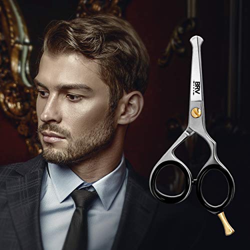 BRV MEN Rounded-Tip Small Trim Scissors for Men 4.2" | High Carbon Stainless Steel | Nose Hair for Men | Professional Grooming Scissors for Beard, Mustache & Ear Hair - RIGHT HANDED (Silver) - Image 5