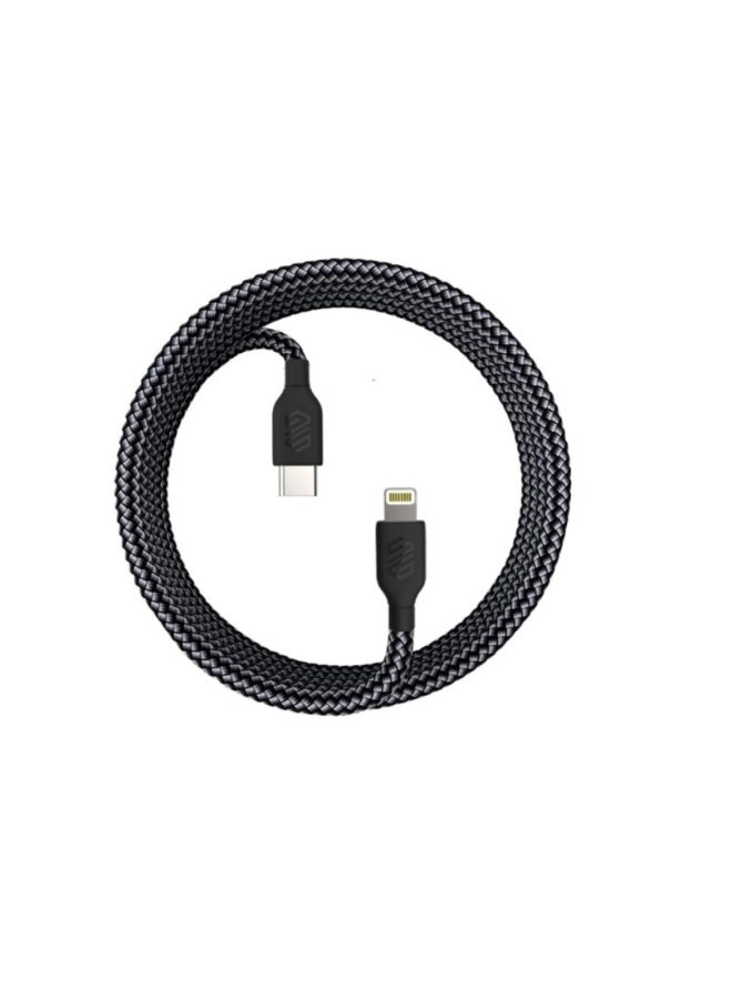 Smart Gate Cable SGCA-BPCLF100B braided USB-C to Lightning Fast, Shielded 1m Black - Image 1