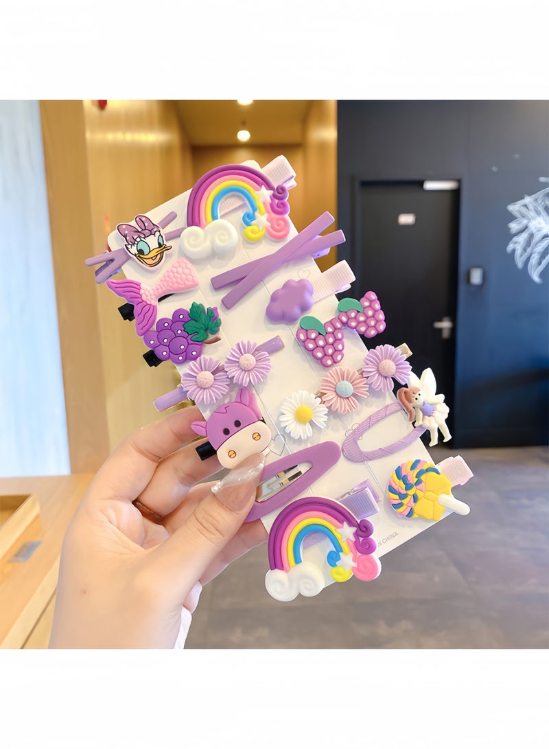 مشابك شعر للأطفال ، دبوس شعر ، مشابك للبنات ، إكسسوارات شعر للفتيات الصغيرات ، مشابك شعر للأطفال للتصفيف ، مشابك شعر لطيفة للبنات بألوان قوس قزح وفواكه حلوى على شكل فراشة 42 قطعة - Image 2