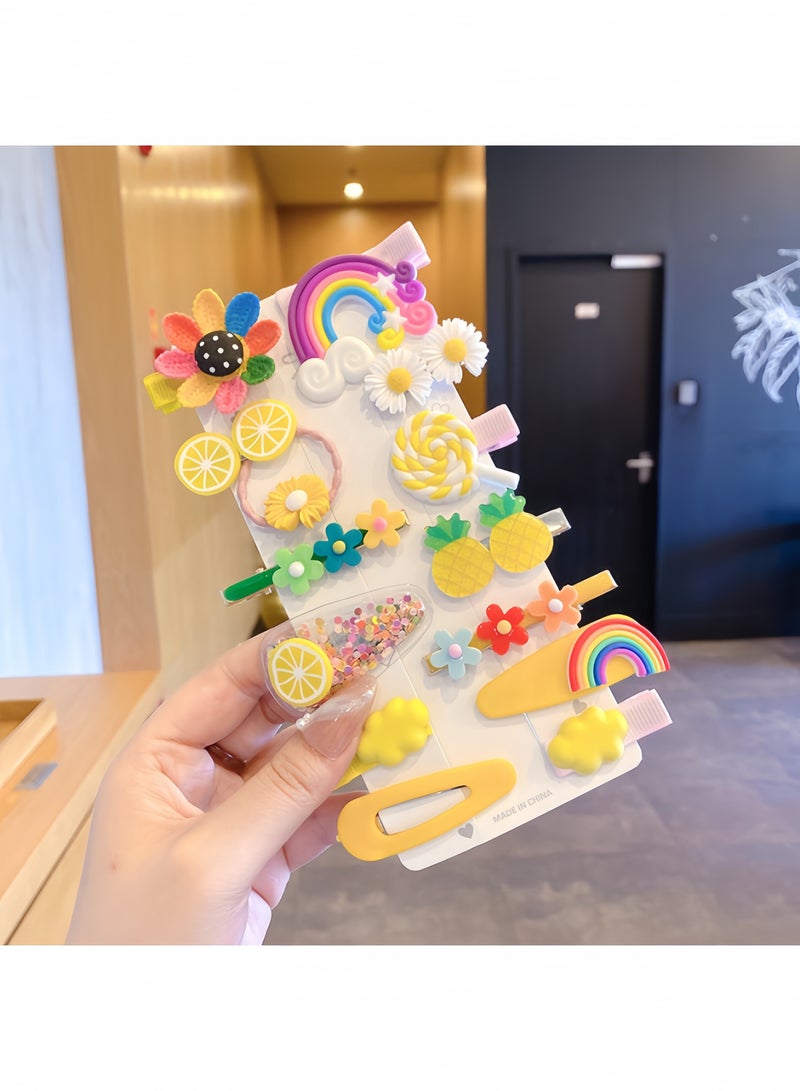 مشابك شعر للأطفال ، دبوس شعر ، مشابك للبنات ، إكسسوارات شعر للفتيات الصغيرات ، مشابك شعر للأطفال للتصفيف ، مشابك شعر لطيفة للبنات بألوان قوس قزح وفواكه حلوى على شكل فراشة 42 قطعة - Image 3