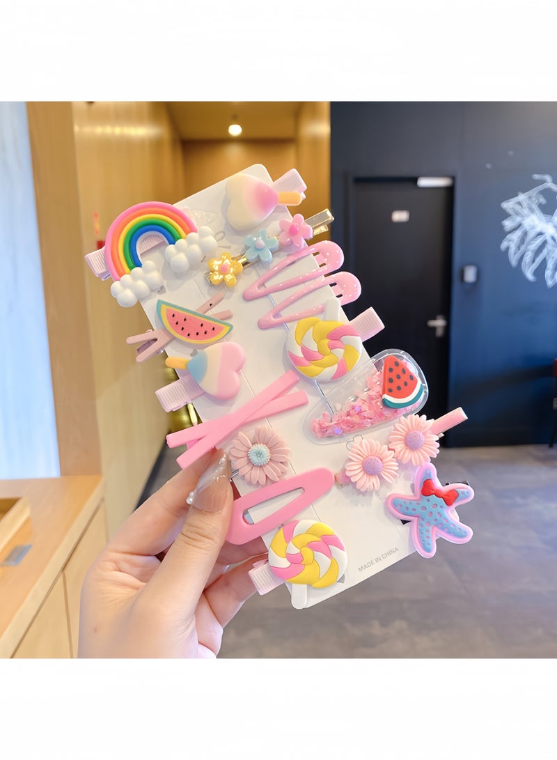 مشابك شعر للأطفال ، دبوس شعر ، مشابك للبنات ، إكسسوارات شعر للفتيات الصغيرات ، مشابك شعر للأطفال للتصفيف ، مشابك شعر لطيفة للبنات بألوان قوس قزح وفواكه حلوى على شكل فراشة 42 قطعة - Image 4
