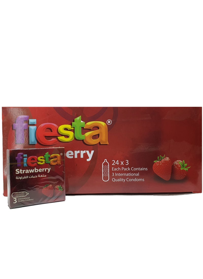 FIESTA Fiesta Strawberry - Dotted & flavoured Condoms - 24 Packs of 3 Pcs  - Image 1