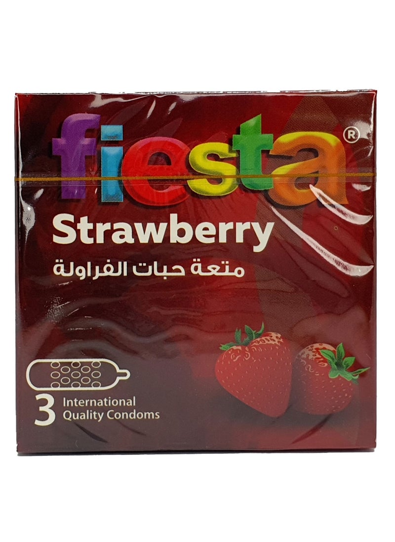 FIESTA Fiesta Strawberry - Dotted & flavoured Condoms - 24 Packs of 3 Pcs  - Image 2