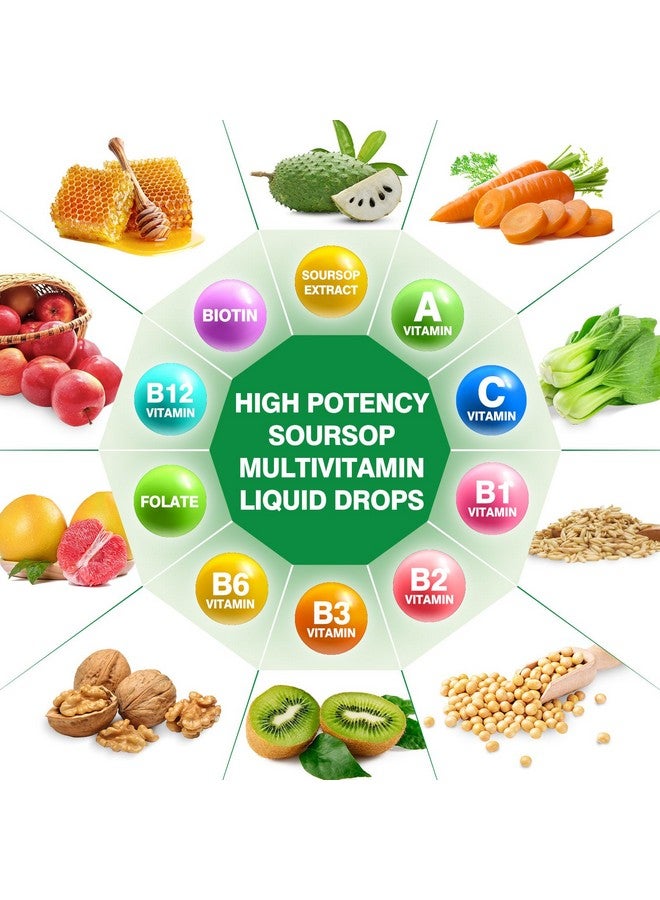 HOLLEGEND Soursop Multivitamin Liquid Drops, Methylated Multivitamin with Graviola Soursop Bitters Liquid for Immune Support, Hair, Skin, Brain Health, 2 Fl Oz - Image 3